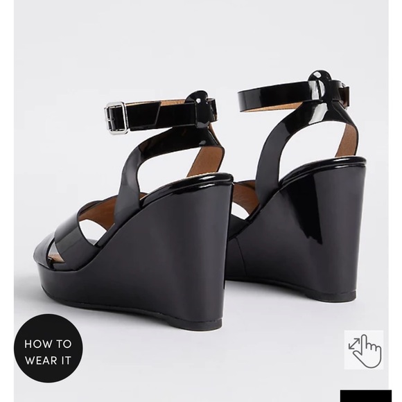 Torrid size 9 ww NWT patent black strappy platform wedge sandal - Picture 3 of 5